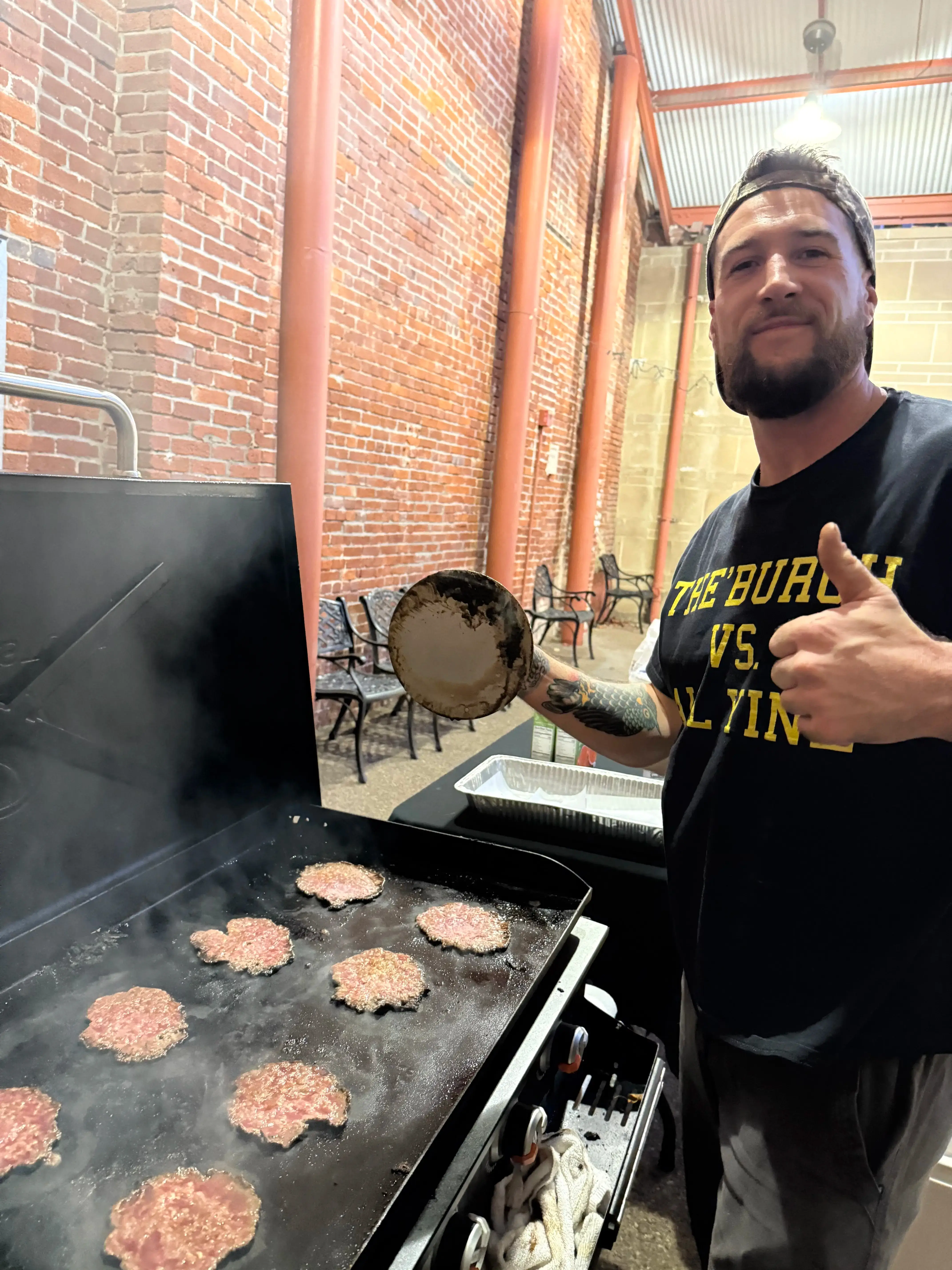 Pasture raised beef burger from local PA farms